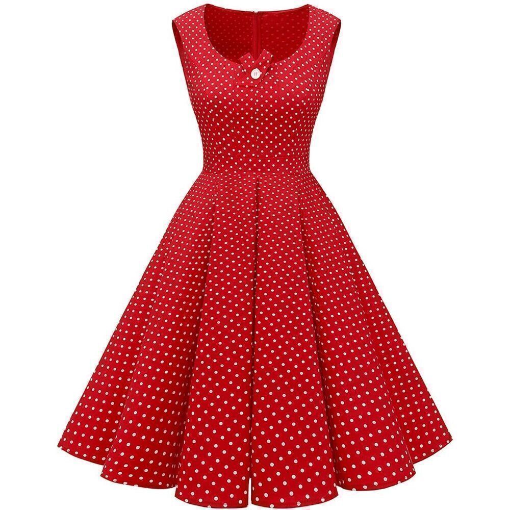 ❤️ Pinup 1950s Retro Red Polka Dot Disney Minnie Mouse Dress S, XL NWT
